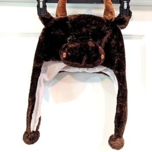 Moose/Deer warm hat with ear covers, One size fits all